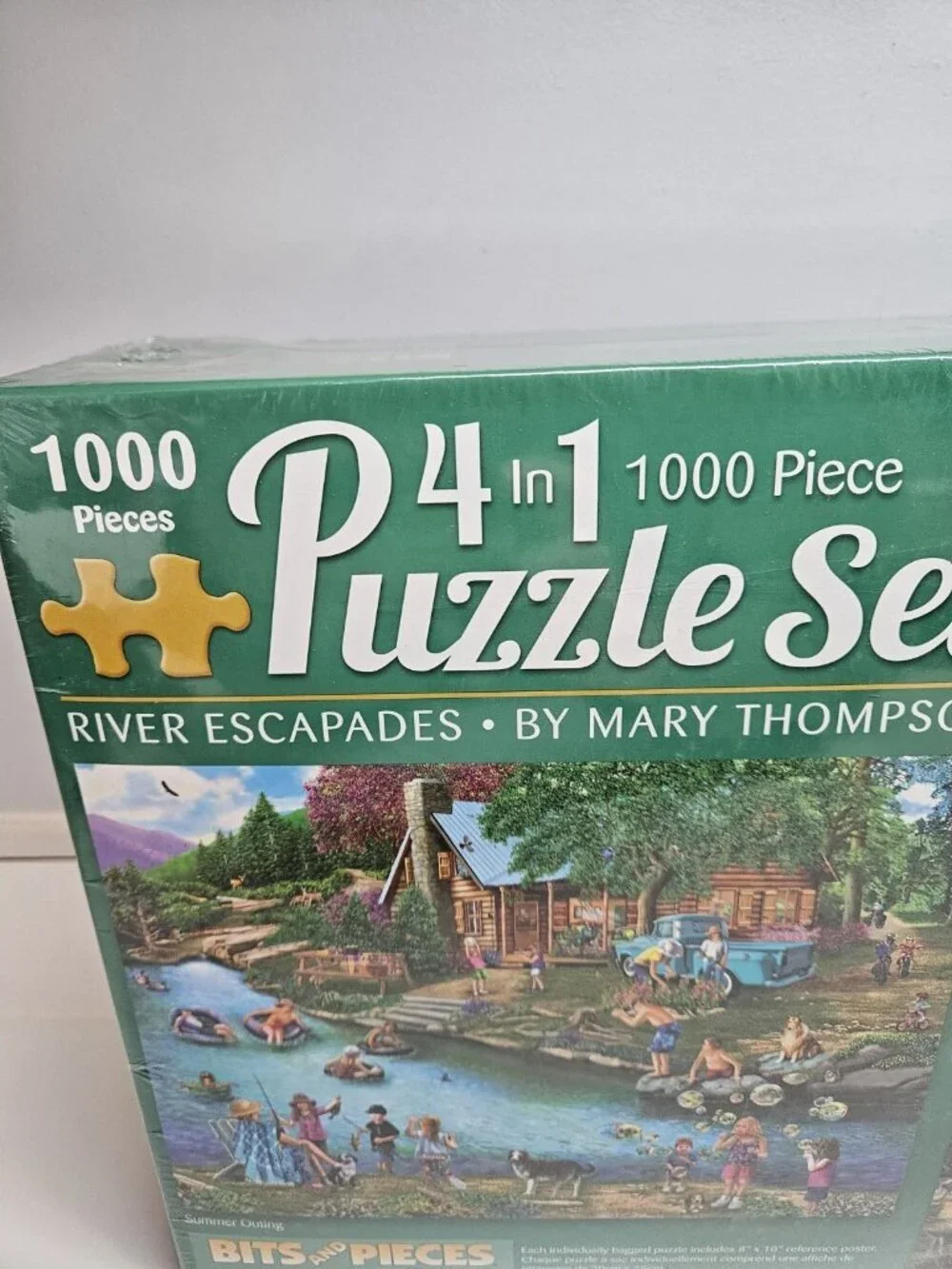 NEW BITS & PIECES 4-In-1 1000 Piece Puzzle Set River Escapades By Mary Thompson